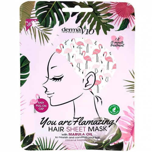 Derma V10 Printed Hair Sheet Mask (Flamingo) Marula Oil Pharma