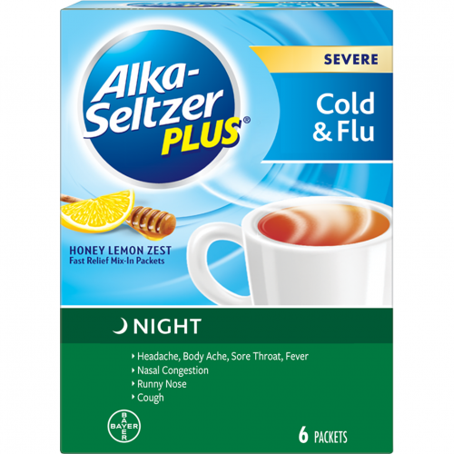 Alka-Seltzer Plus NIGHT Severe Cold + Flu Sachets 6'S