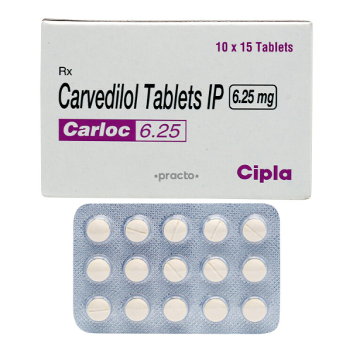 Carloc (Carvedilol) 6.25mg Tablets (10x15) 150S - CIPLA
