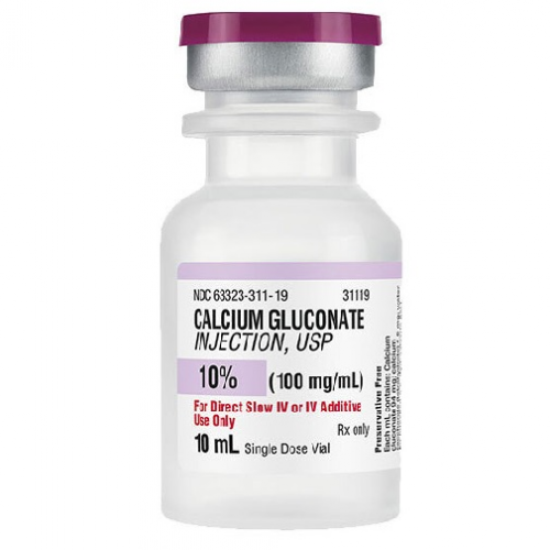 Calcium Gluconate 10% (100mg/ml) Solution For Injection 10ML Ampoules 10S