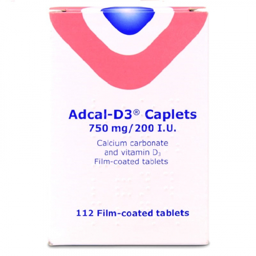 Adcal-D3 (Calcium Carbonate/Vitamin D3-Colecalciferol) 750mg/200IU Tablets 112S