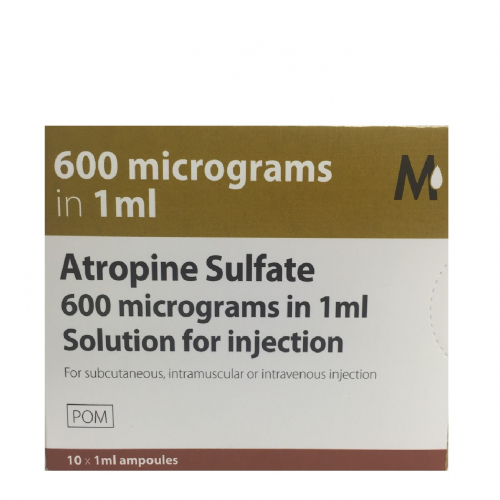 Atropine Sulfate 600mcg/ml Solution For Injection 1ML Ampoules 10S