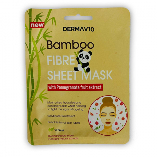 Derma V10 Bamboo Fibre Sheet Mask With Pomegrante 1S