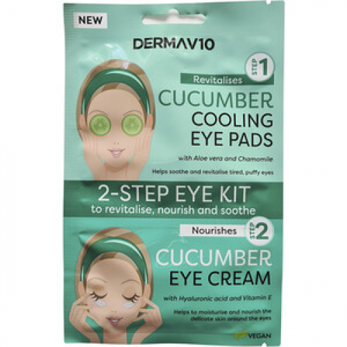Derma V10 3 Step Eye Kit Cucumber Eyepads & Eye Cream 1S